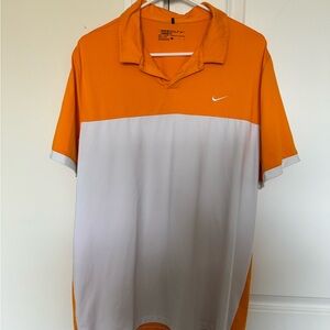 Nike Men's Polo Shirt in Orange and White - L - DRI-FIT
